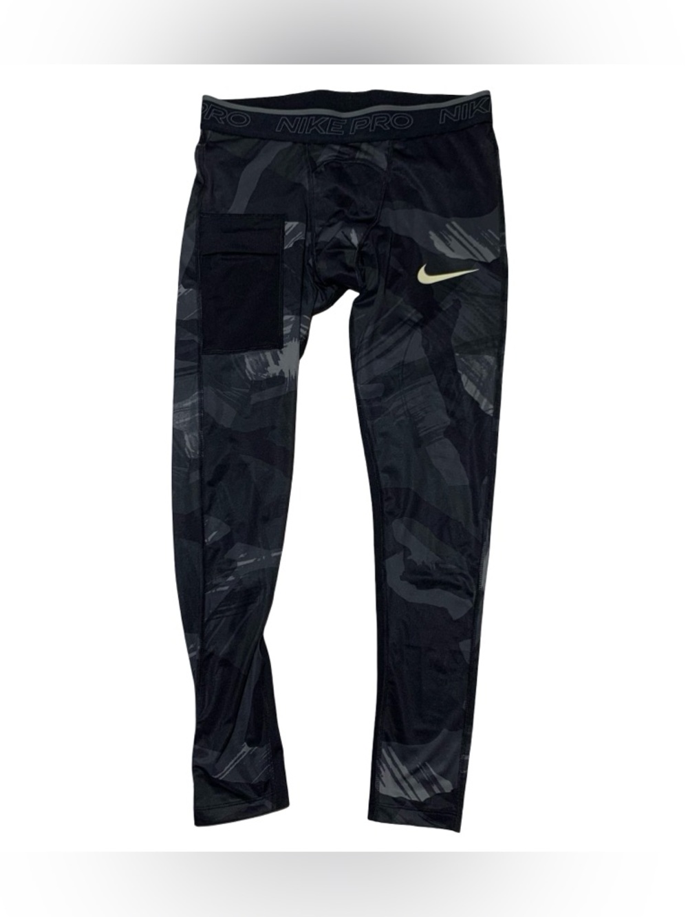 Nike Dri Fit Cascade Brushstroke Camo Gray Tight Leggings Running Gym Mens Large